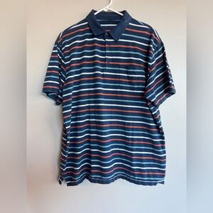 Patagonia Men’s Organic Cotton Striped Polo Shirt XL Blue Orange White